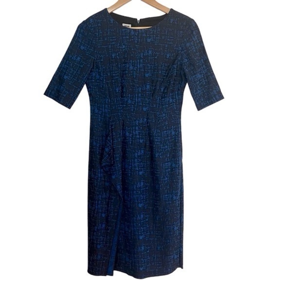 Anne Klein navy  & black sheath dress short sleeve size 2 like new condition - Picture 1 of 10